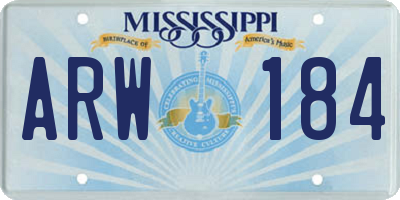 MS license plate ARW184