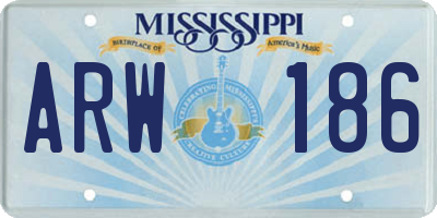 MS license plate ARW186