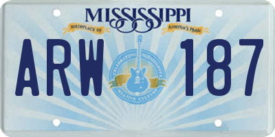 MS license plate ARW187