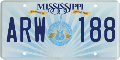 MS license plate ARW188