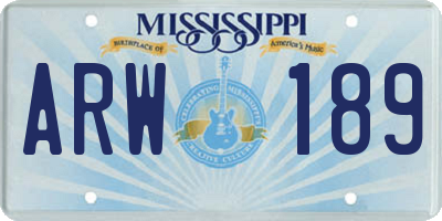 MS license plate ARW189