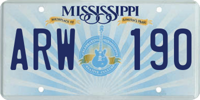MS license plate ARW190