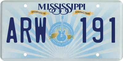 MS license plate ARW191