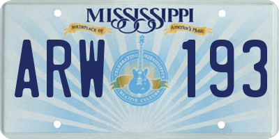 MS license plate ARW193