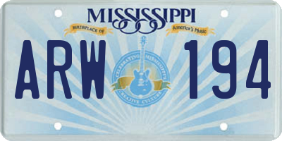 MS license plate ARW194
