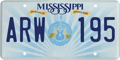 MS license plate ARW195