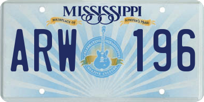 MS license plate ARW196