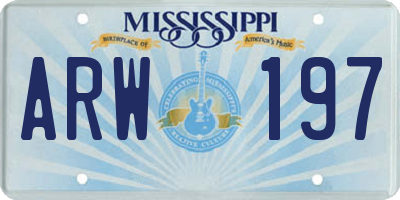 MS license plate ARW197