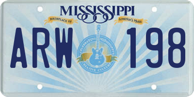 MS license plate ARW198