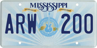 MS license plate ARW200