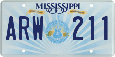 MS license plate ARW211