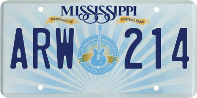 MS license plate ARW214