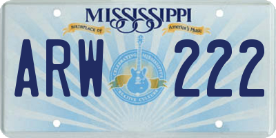 MS license plate ARW222