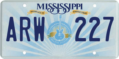 MS license plate ARW227