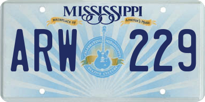 MS license plate ARW229