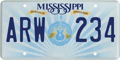 MS license plate ARW234
