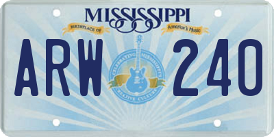 MS license plate ARW240