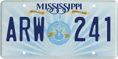 MS license plate ARW241