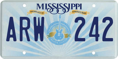 MS license plate ARW242
