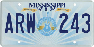 MS license plate ARW243
