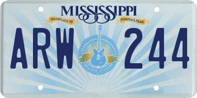 MS license plate ARW244