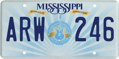 MS license plate ARW246