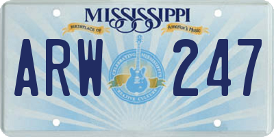 MS license plate ARW247