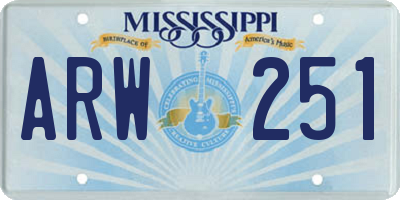 MS license plate ARW251
