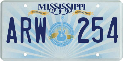 MS license plate ARW254
