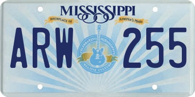 MS license plate ARW255