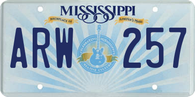 MS license plate ARW257