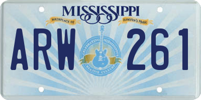 MS license plate ARW261