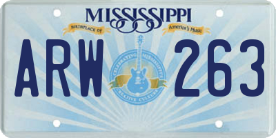 MS license plate ARW263