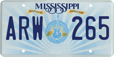 MS license plate ARW265