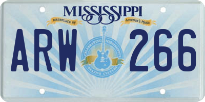 MS license plate ARW266