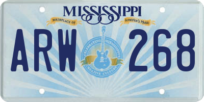 MS license plate ARW268