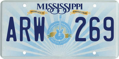 MS license plate ARW269