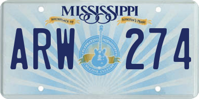 MS license plate ARW274