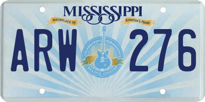 MS license plate ARW276