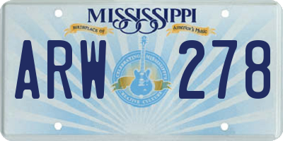 MS license plate ARW278