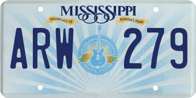 MS license plate ARW279