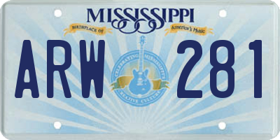 MS license plate ARW281