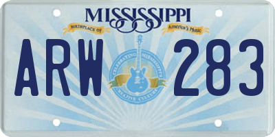 MS license plate ARW283