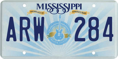 MS license plate ARW284