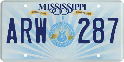 MS license plate ARW287