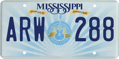 MS license plate ARW288