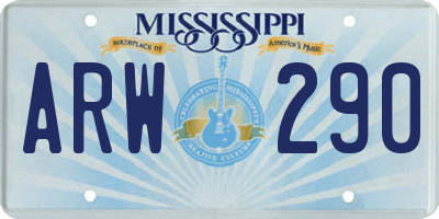 MS license plate ARW290