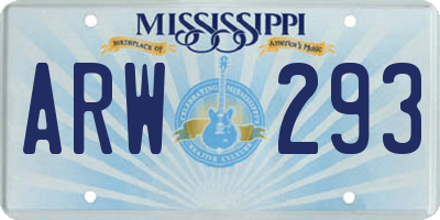 MS license plate ARW293