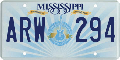MS license plate ARW294