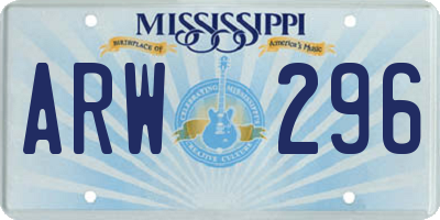 MS license plate ARW296